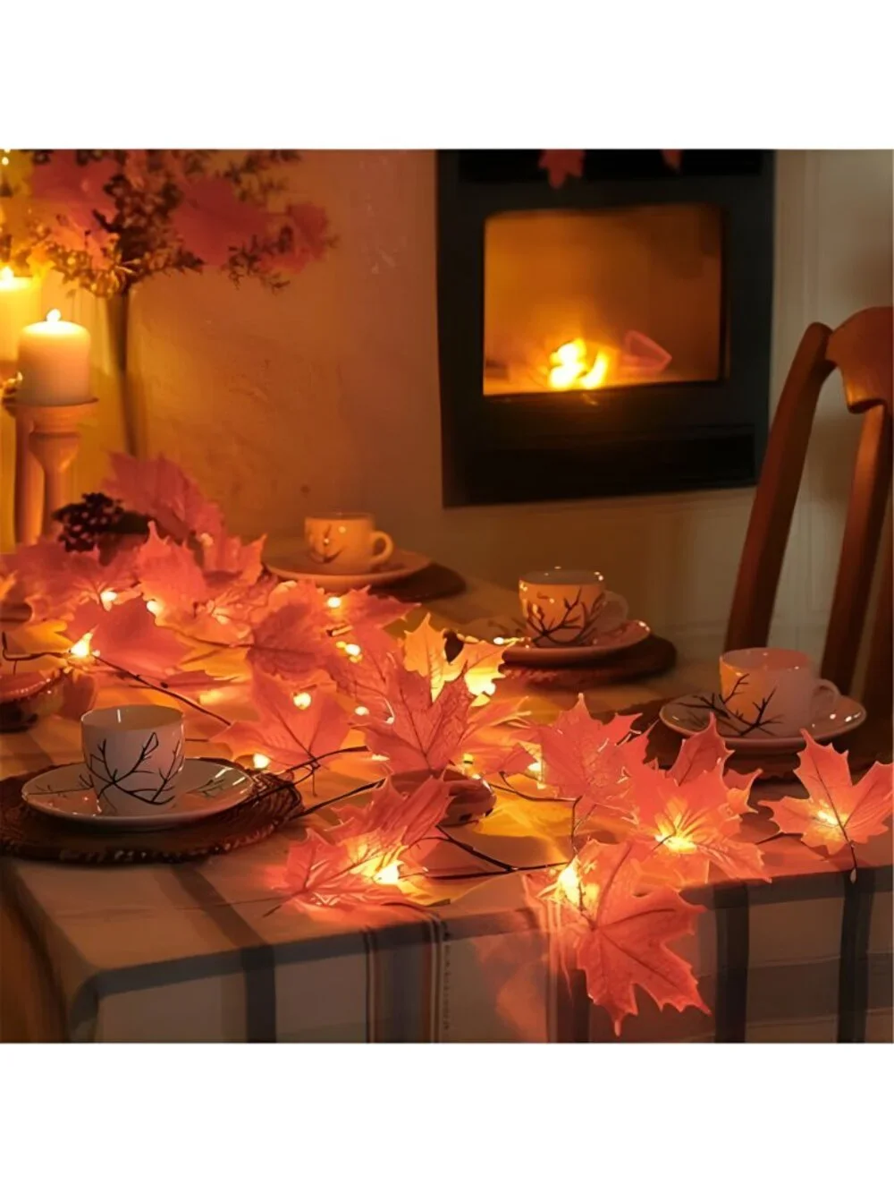 2 Pack Thanksgiving Maple Leaf String Lights, Total 20FT 40 LED